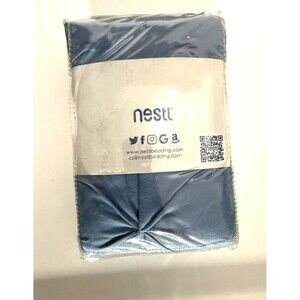 Nestl Bedding Queen Bed Skirt Blue Pinch Pleat 14” Drop 60x80 Polyester